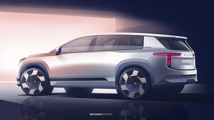 Флагманский трёхрядный кроссовер Skoda Peaq: официальные скетчи и дата премьеры - «Skoda»