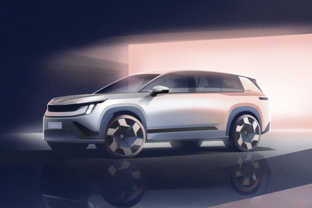 Флагманский трёхрядный кроссовер Skoda Peaq: официальные скетчи и дата премьеры - «Skoda»